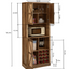 76-Inch Rustic Oak Farmhouse Wine Cabinet with Faux Rattan