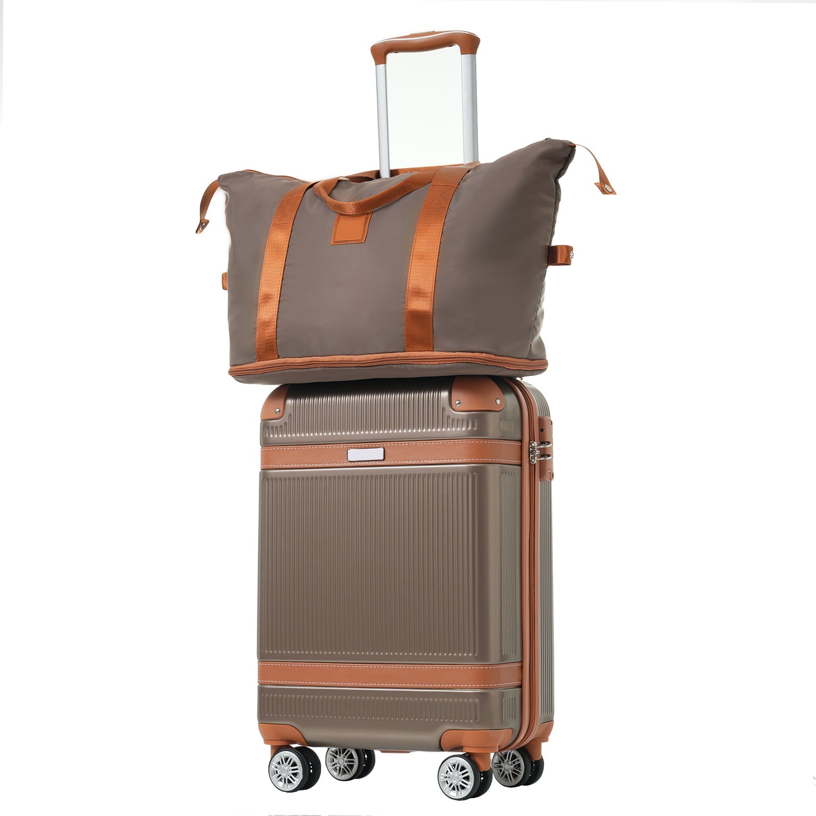 Hardshell Luggage Sets 3 Piece Carry-on Suitcase Double Spinner Wheels with TSA Lock for Men Women, Coppery (20in) - Korvel