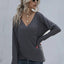 Waffle-Knit Surplice Long Sleeve Top