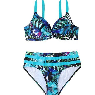Gather floral swimsuits bikini swimsuits - Korvel