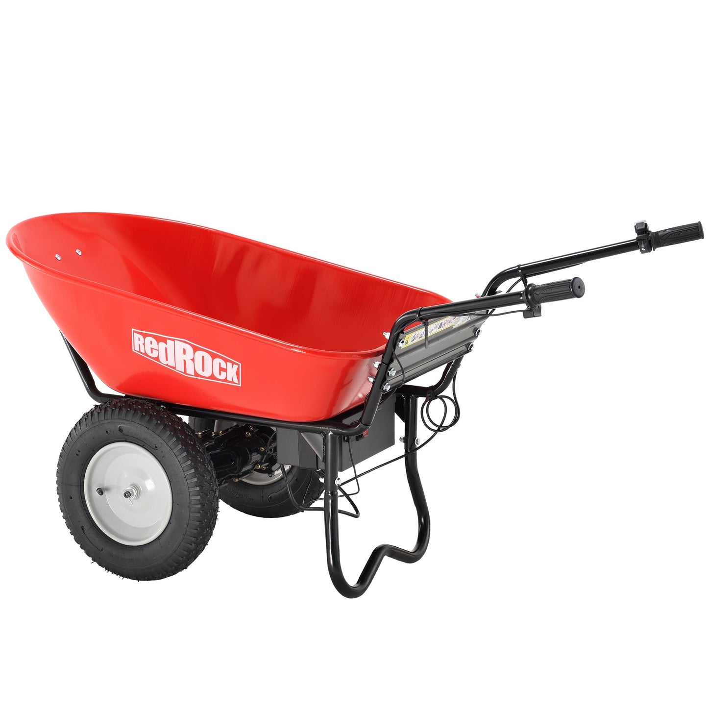 Red Rock Wheelbarrow Utility Cart Electric Powered AGM Battery 330lbs (150kgs) Max Capacity Barrel Dump Material Debris Hauler - Korvel