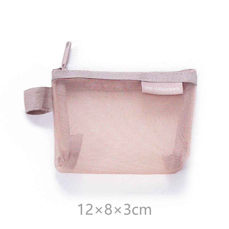 Simple three-dimensional triangle mesh coin key earphone storage bag transparent storage bag - Korvel