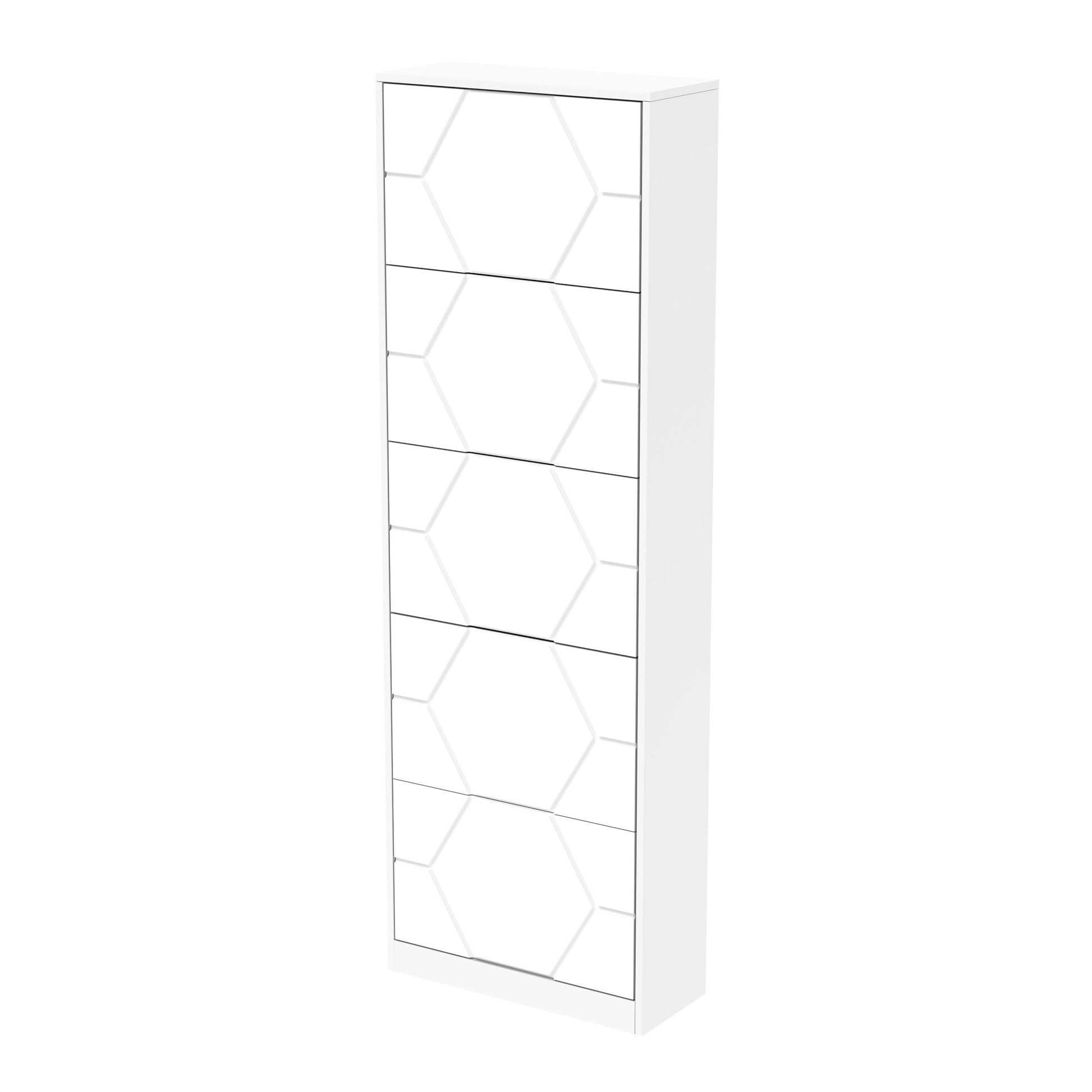 Shoe Storage Cabinet for Entryway, 5 Tiers Shoe Organizer with Carved Panels, Carving Shoe Closet,Vertical Shoe Cabinet - Korvel