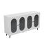 Buffet d'Accent Blanc Moderne avec Portes en Acrylique
