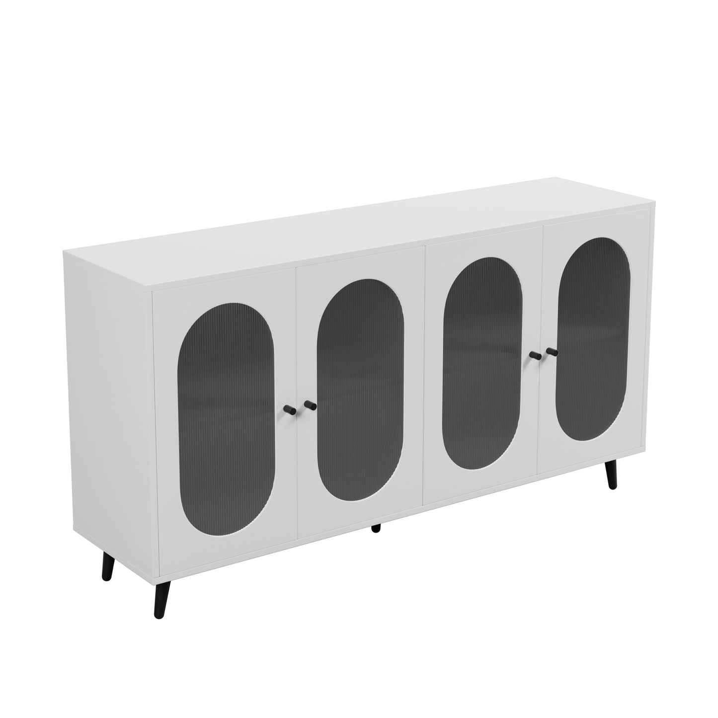 Buffet d'Accent Blanc Moderne avec Portes en Acrylique