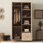Wooden Wardrobe with Double Doors, Armoire with Hanging Rod, 5 Fixed Shelves, One Storage Drawer,Natural - Korvel