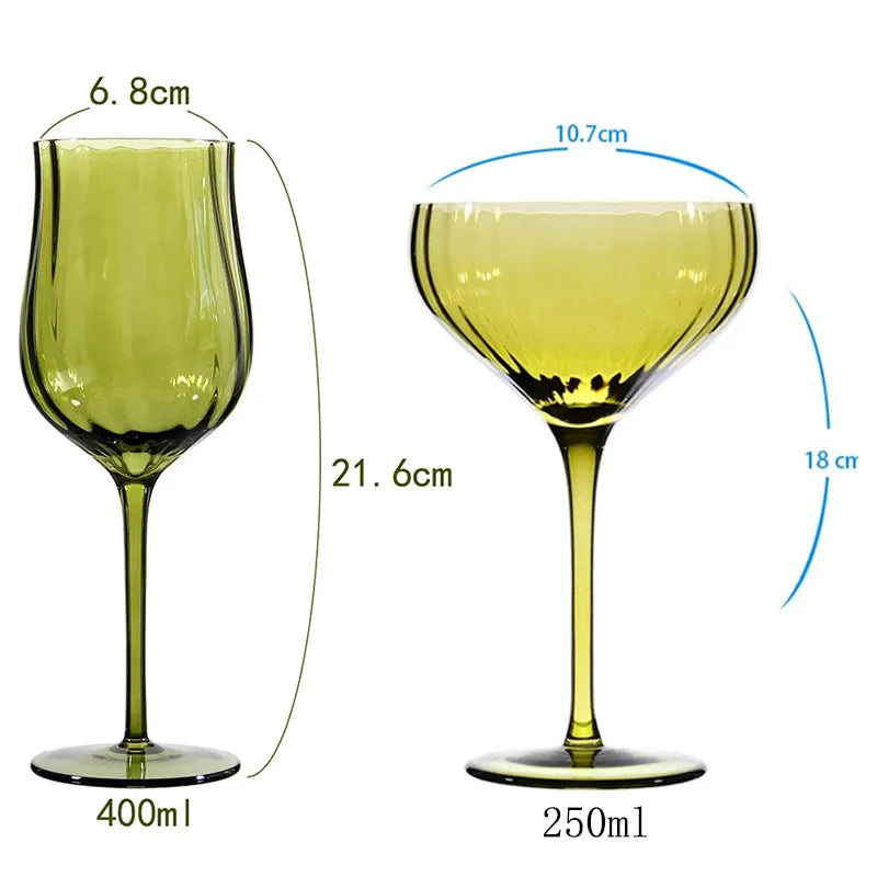 4/2/1Pcs Creative French Medieval Red Wine Glass Hand Blown Margarita Cocktail Goblet Glass Cup Dense Edges Vintage Flower Bloom - Korvel