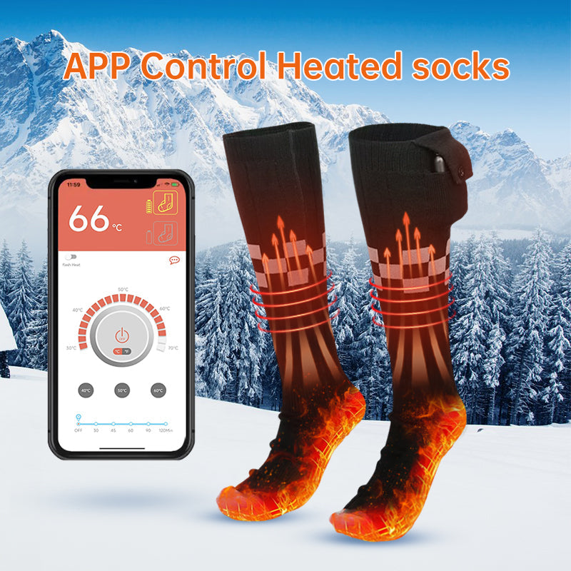 Heated Socks APP Remote Control 6000/5000mAh Rechargeable Battery Winter Thermal Electric Heating Thick Stockings 3 Gears - Korvel
