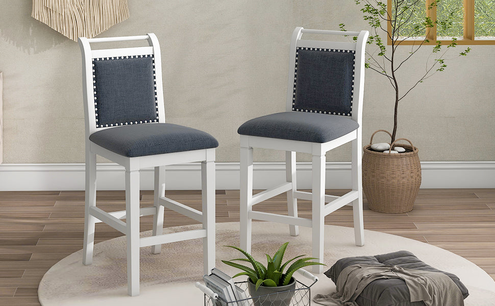 Ensemble de salle à manger surélevé en bois TOPMAX 3 pièces - Blanc et gris