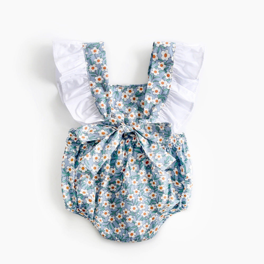 Baby jumpsuit with floral and contrasting colors, baby jumpsuit, baby clothing - Korvel