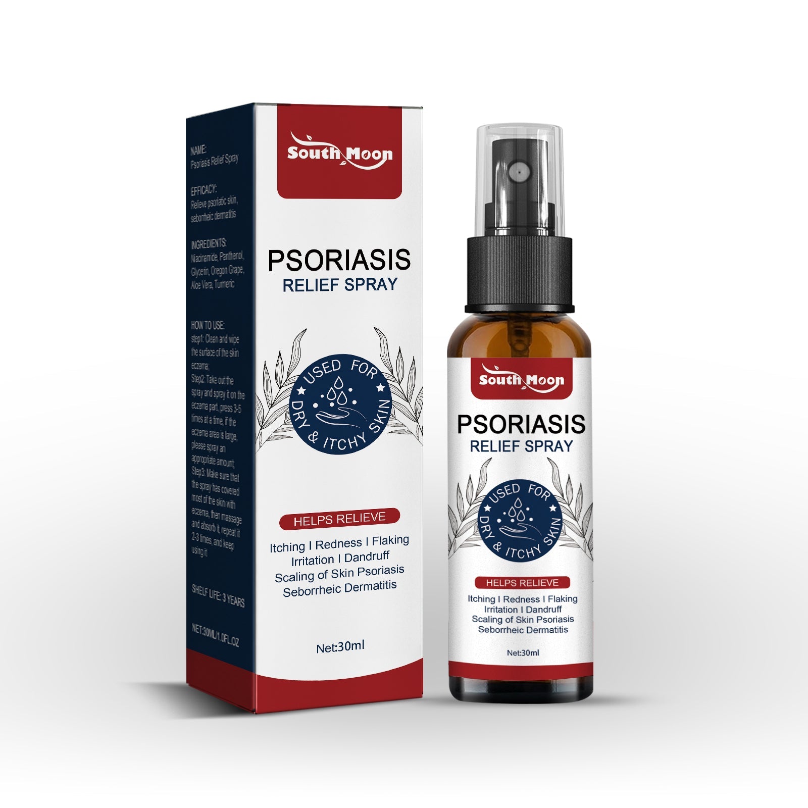 Psoriasis Relief Spray, Relieve Skin, Hands And Feet Redness Peeling Itch Repair External Care - Korvel