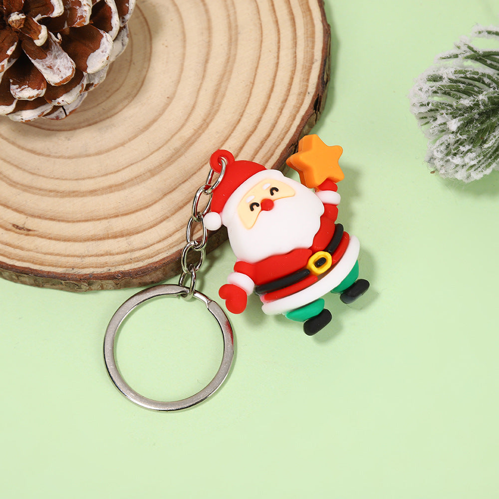 Christmas series keychains cute cartoon soft rubber dolls creative three-dimensional Santa Claus pendants small gifts - Korvel