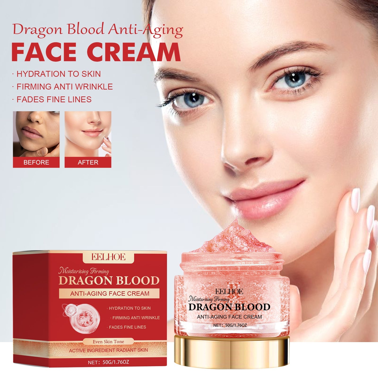 Dragon Blood Anti-Aging Face Cream, Fade Out Fine Lines And Pores It Moisturizes Carry Bright Color Of Skin Firming Skin - Korvel