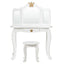 Kids Makeup Dressing Table with Tri-fold Mirror and Stool - White