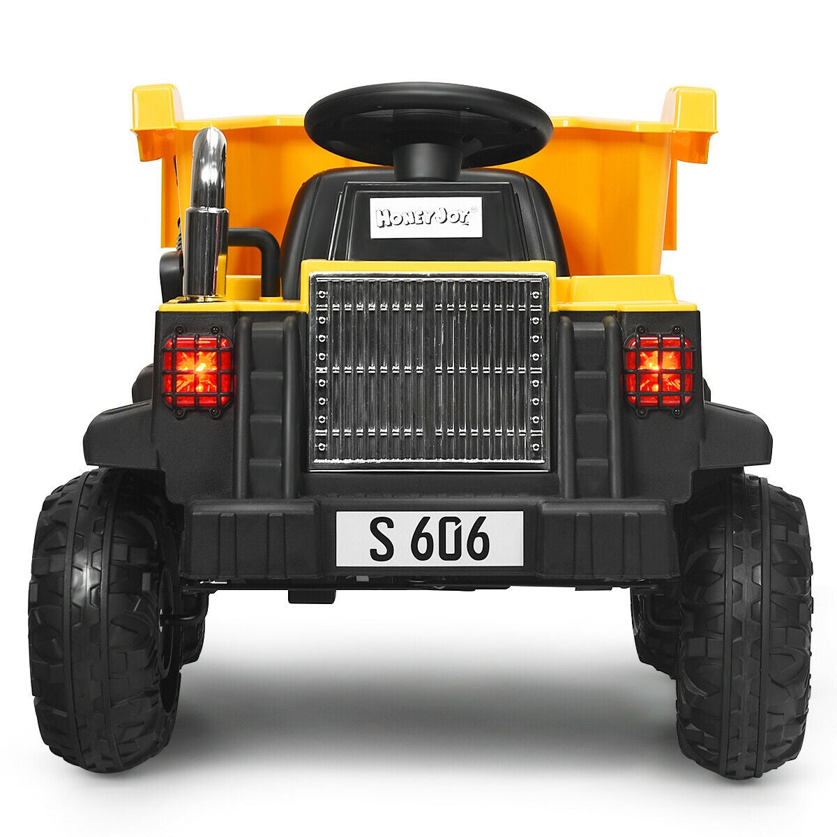 12V Battery Kids Ride On Dump Truck with Electric Bucket - Yellow