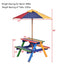 4 Seat Kids Picnic Table with Umbrella - Multicolor