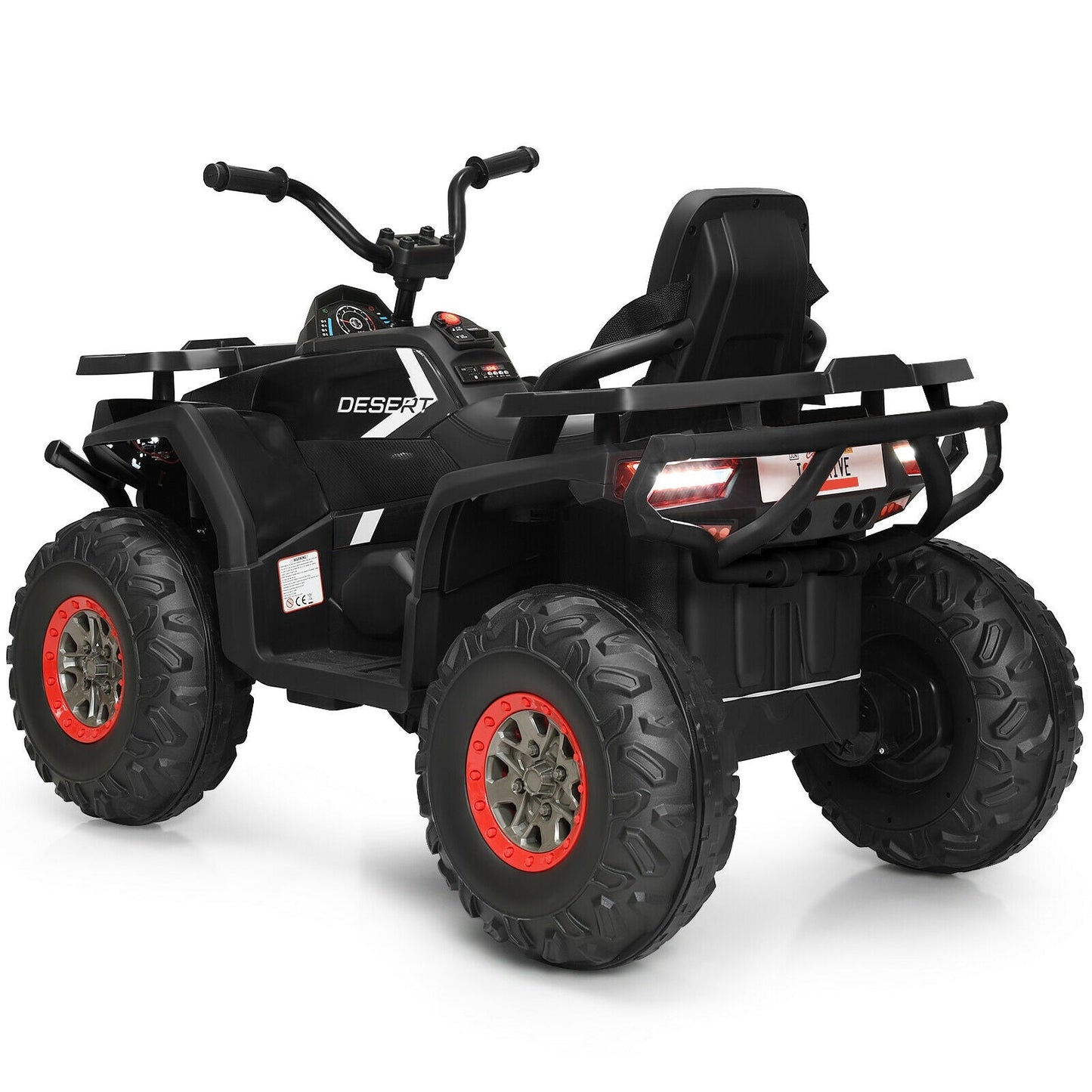 Quad ATV électrique 4 roues pour enfants 12V avec MP3 et lumières LED - Noir