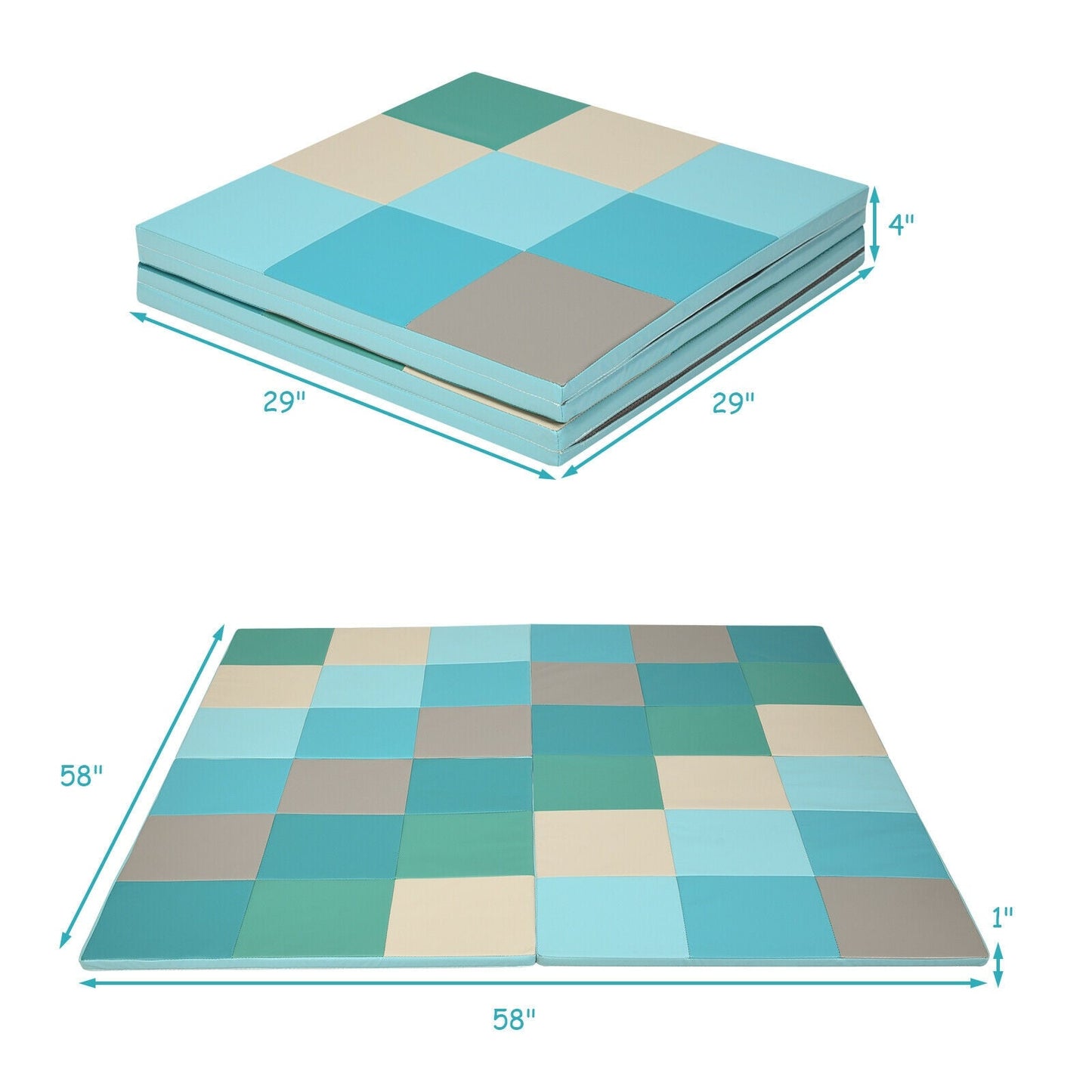 58 Inch Toddler Foam Play Mat - Light Blue