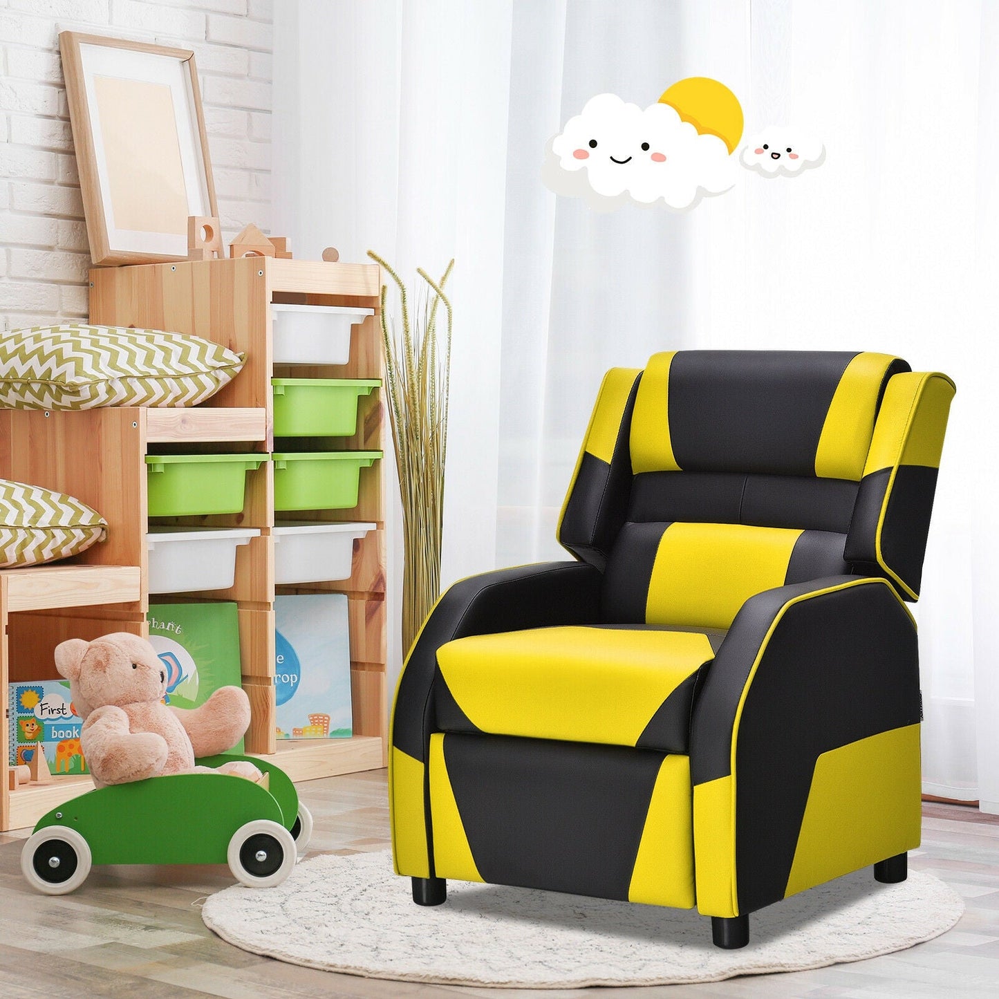 Sofá Recliner de Juego para Niños de Cuero PU - Amarillo
