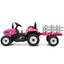 12V Pink Ride-On Tractor with Ground Loader for Kids 3+ Years