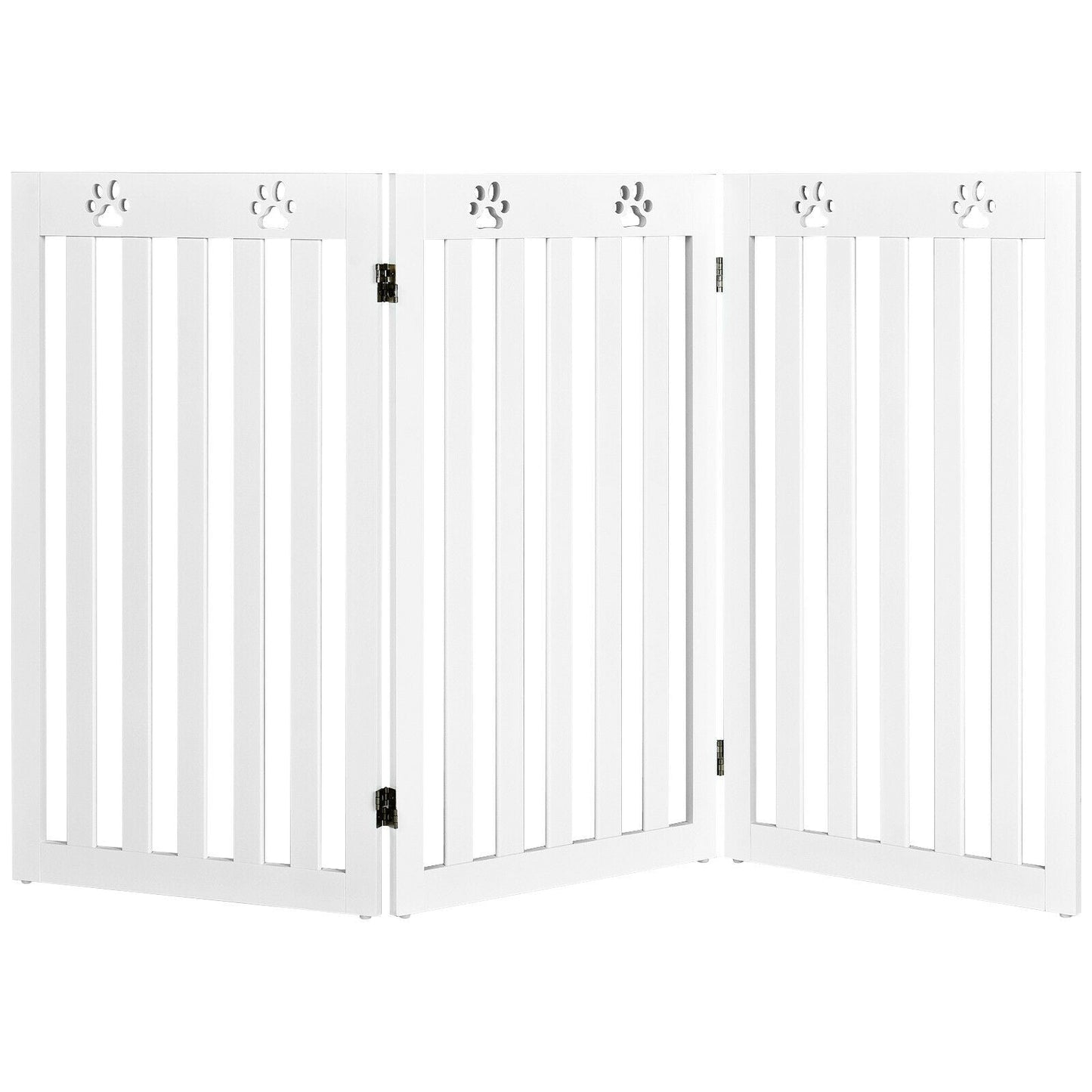 Puerta para mascotas de madera plegable independiente de 36 pulgadas - Blanca