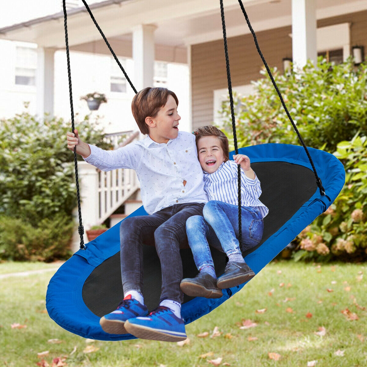 Columpio Ajustable en Forma de Platillo de 60 Pulgadas - Azul y Negro