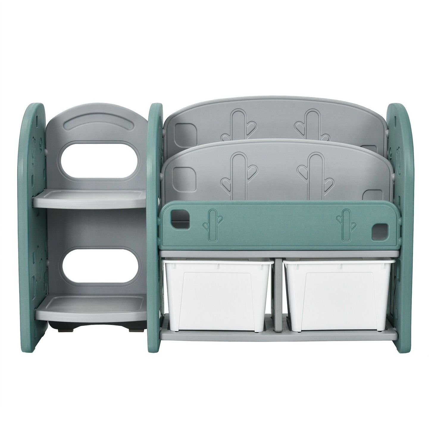 Kids Toy Storage Organizer with 2-Tier Bookshelf and Bins