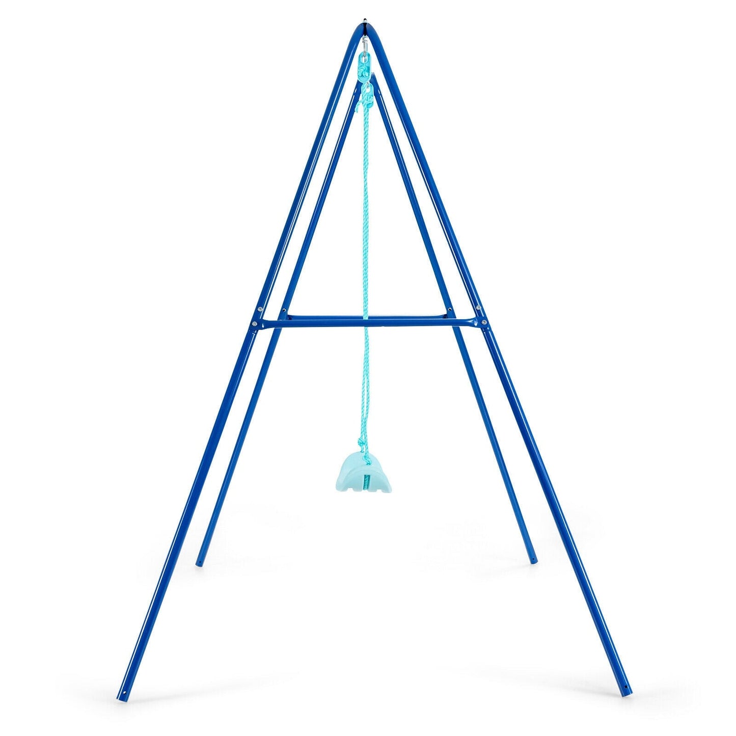 Outdoor Kids Swing Set with Heavy-Duty Metal A-Frame - Blue