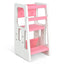 Marchepied de Cuisine pour Enfants avec Double Barrière de Sécurité - Rose