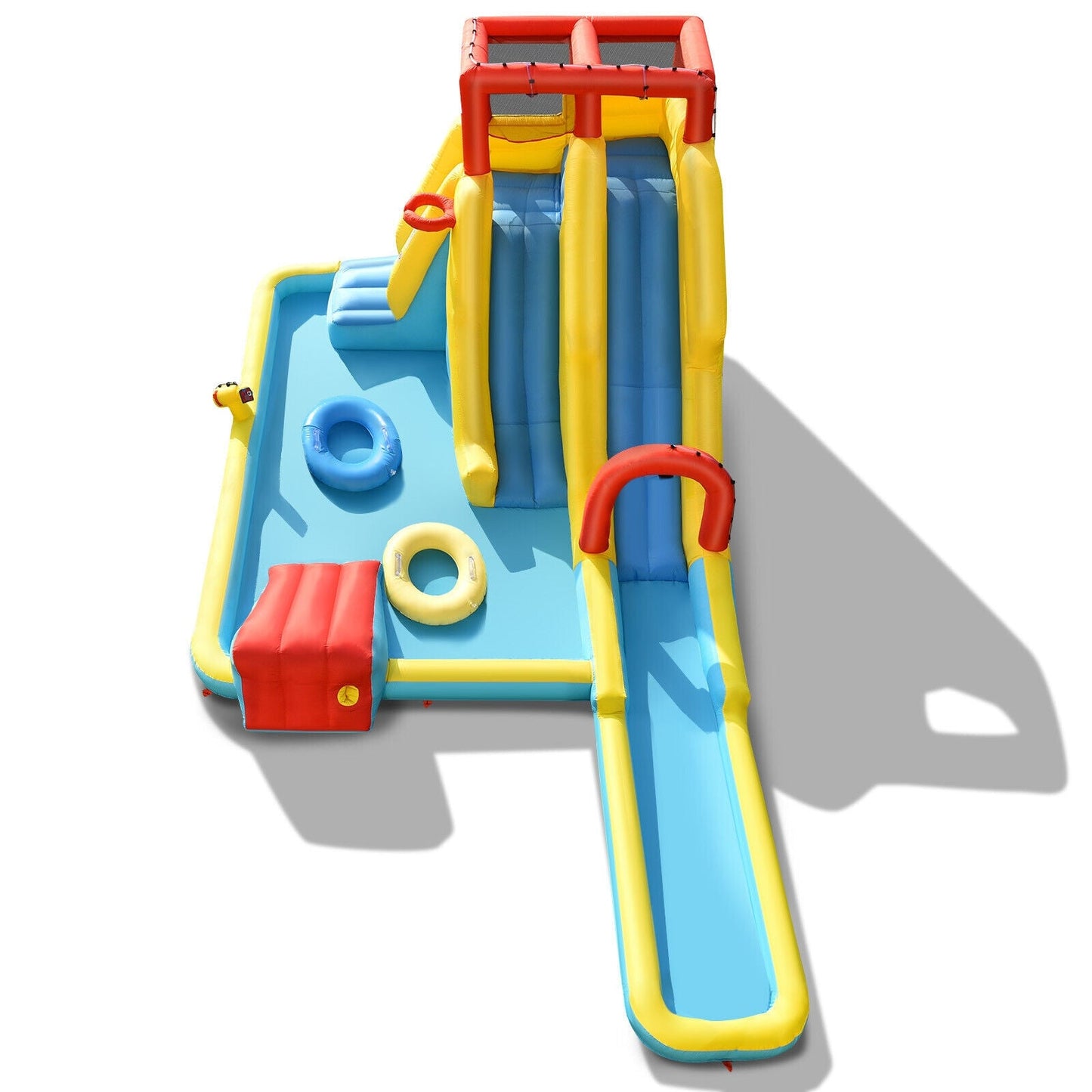 Parque Acuático Inflable de Doble Tobogán con Soplador de Aire