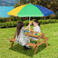 3-in-1 Kids Outdoor Picnic Water Sand Table with Umbrella - Yellow