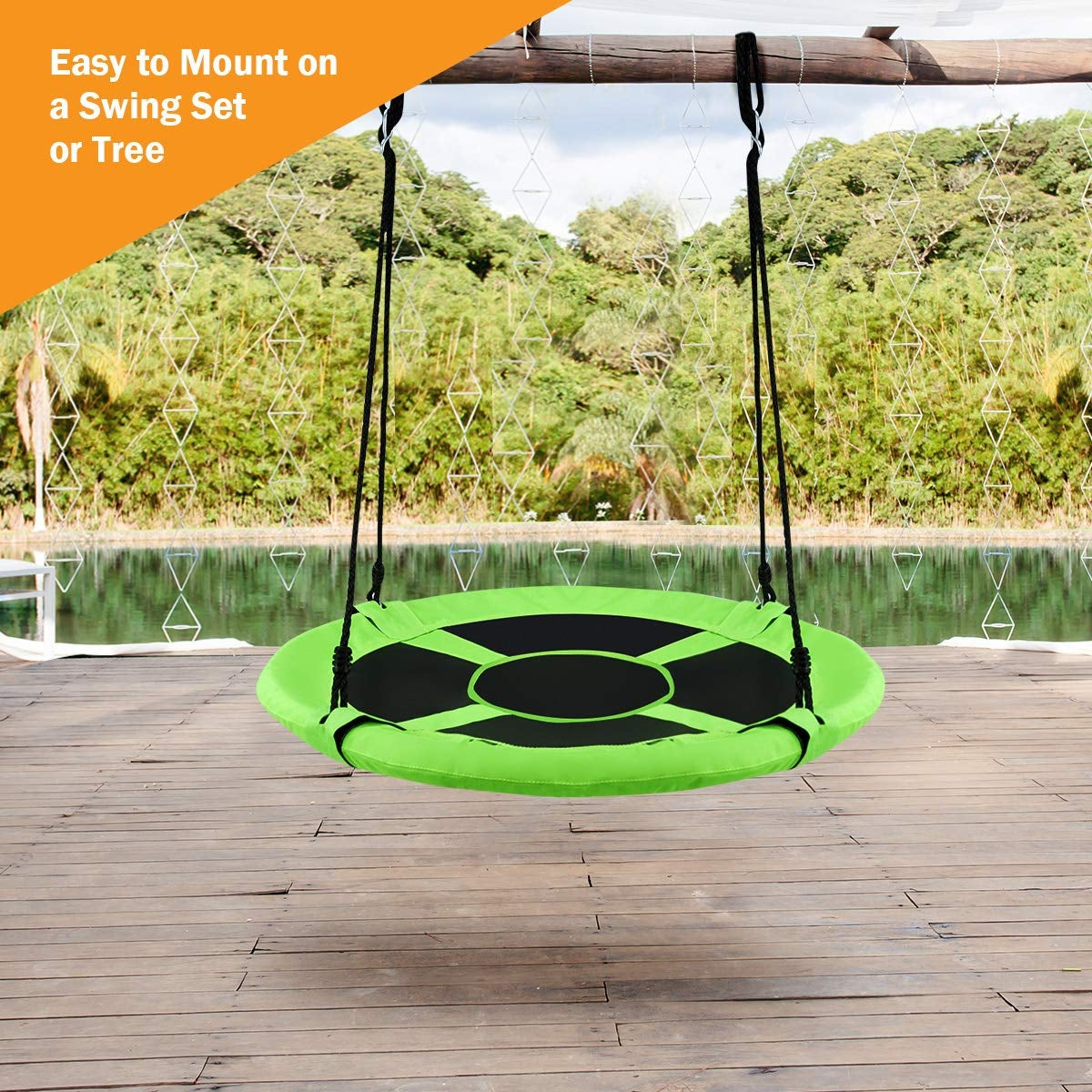 40 Inch Flying Saucer Tree Swing - Indoor & Outdoor Play Set