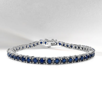 8.36 Carat Genuine Blue Sapphire Sterling Silver Bracelet