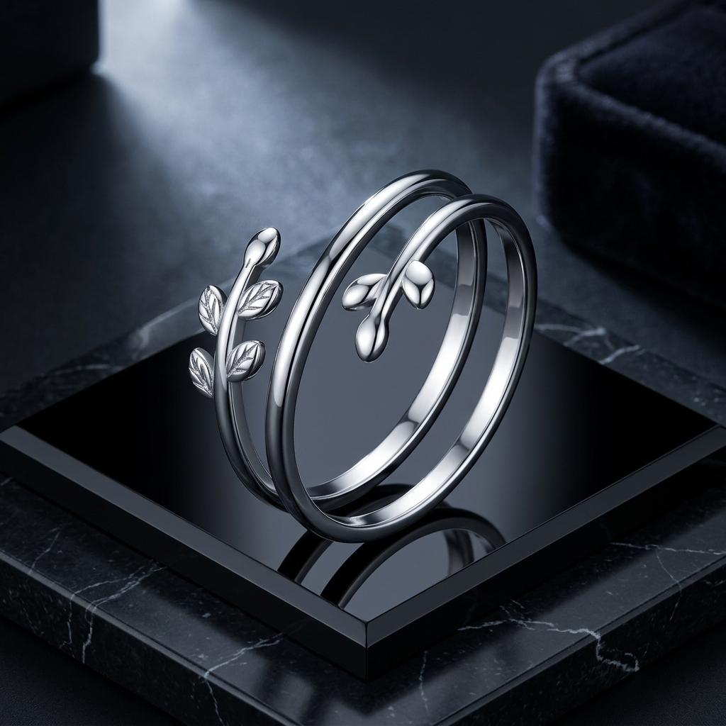 Anillo oxidado de plata esterlina 925 elegante para mujeres