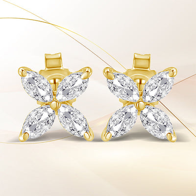 Pendientes de Stud de Diamante Marquise en Oro Blanco de 14K