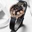 Montre élégante pour femmes étanche avec design de fleurs en découpage