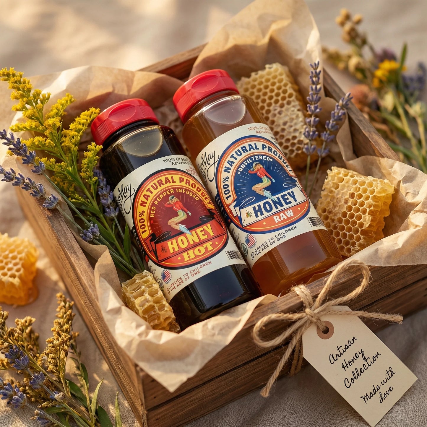 Dúo de Miel Cruda y Miel Picante - Set de Regalo de 2 Paquetes