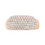 18K Rose Gold Diamond Multi Row Dome Band Ring - Size 7
