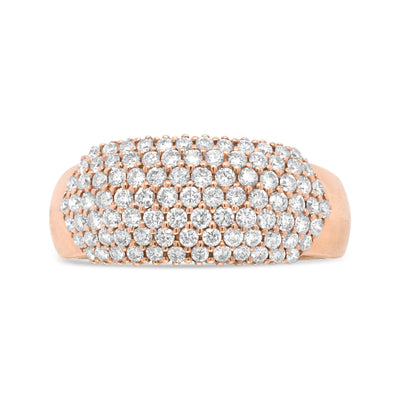 Bague en dôme multi-rang en diamant en or rose 18K - Taille 7