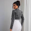 Womens Retro Short Casual Denim Jacket with Zipper
