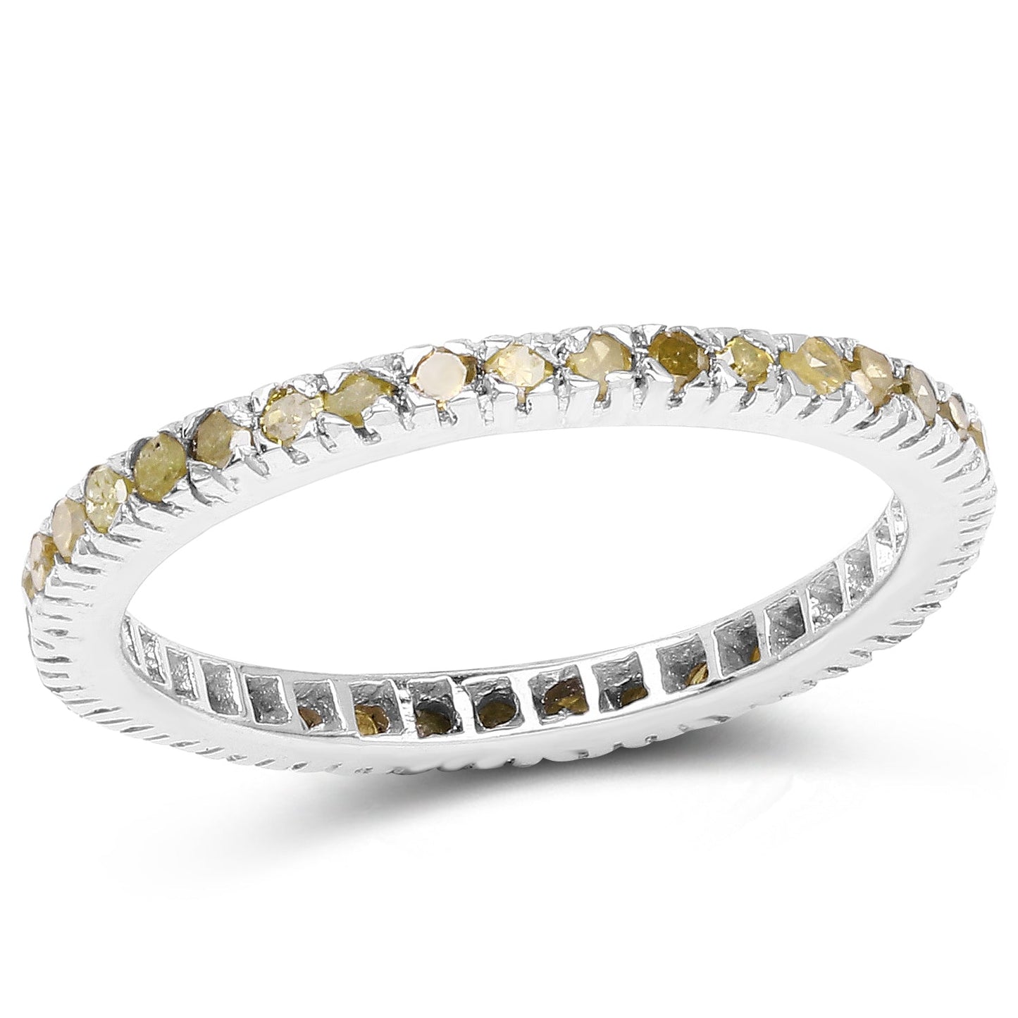 0.57 Carat Genuine Yellow Diamond Sterling Silver Engagement Ring