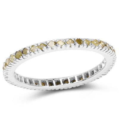 0.57 Carat Genuine Yellow Diamond Sterling Silver Engagement Ring