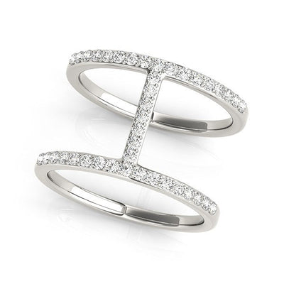 Anillo de Diamante de Estilo Puente de Doble Banda en Oro Blanco de 14k