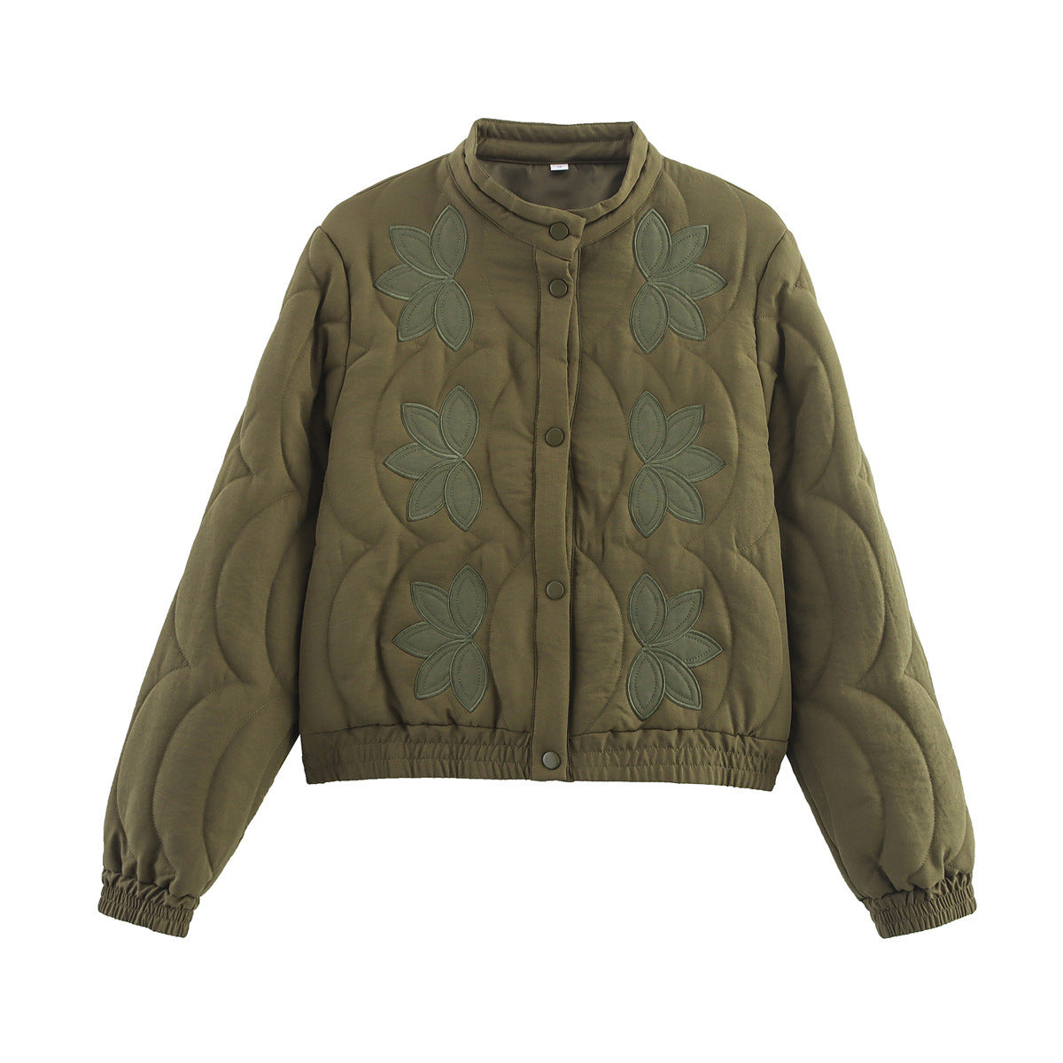 French Embroidered Cotton-Padded Bomber Jacket for Women