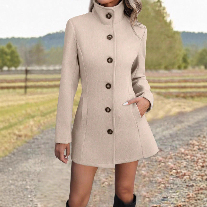 Manteau Femme Casual à Col Montant Automne Hiver