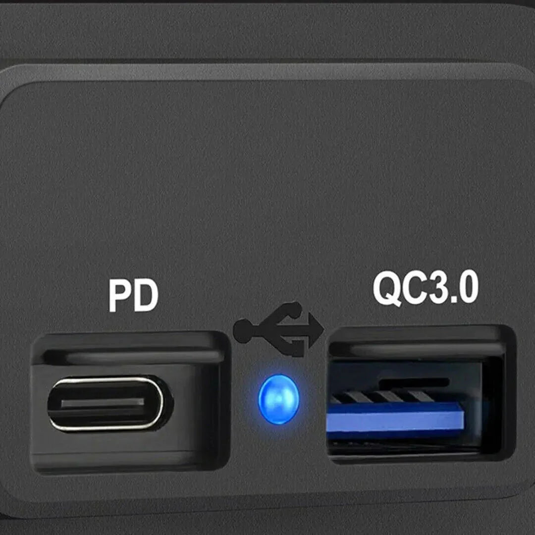 Cargador de coche dual USB PD QC3.0 12-24V 4.8A con salida de potencia LED
