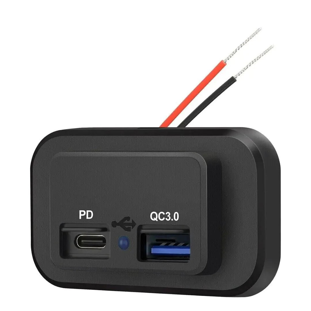 Cargador de coche dual USB PD QC3.0 12-24V 4.8A con salida de potencia LED