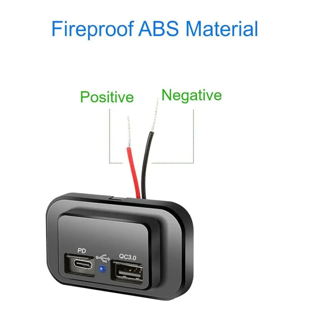 Cargador de coche dual USB PD QC3.0 12-24V 4.8A con salida de potencia LED