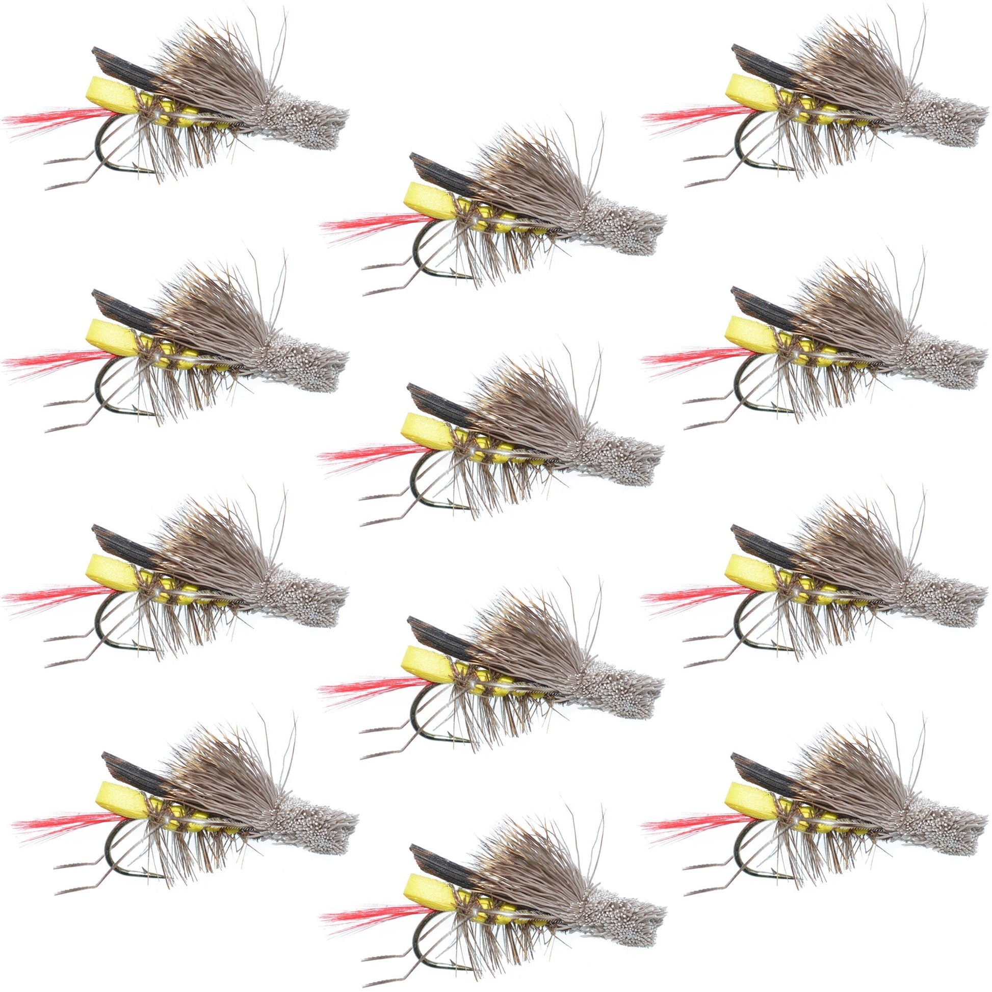 Dave's Premium Yellow Foam Grasshopper Flies - 1 Dozen Size 8 - Korvel