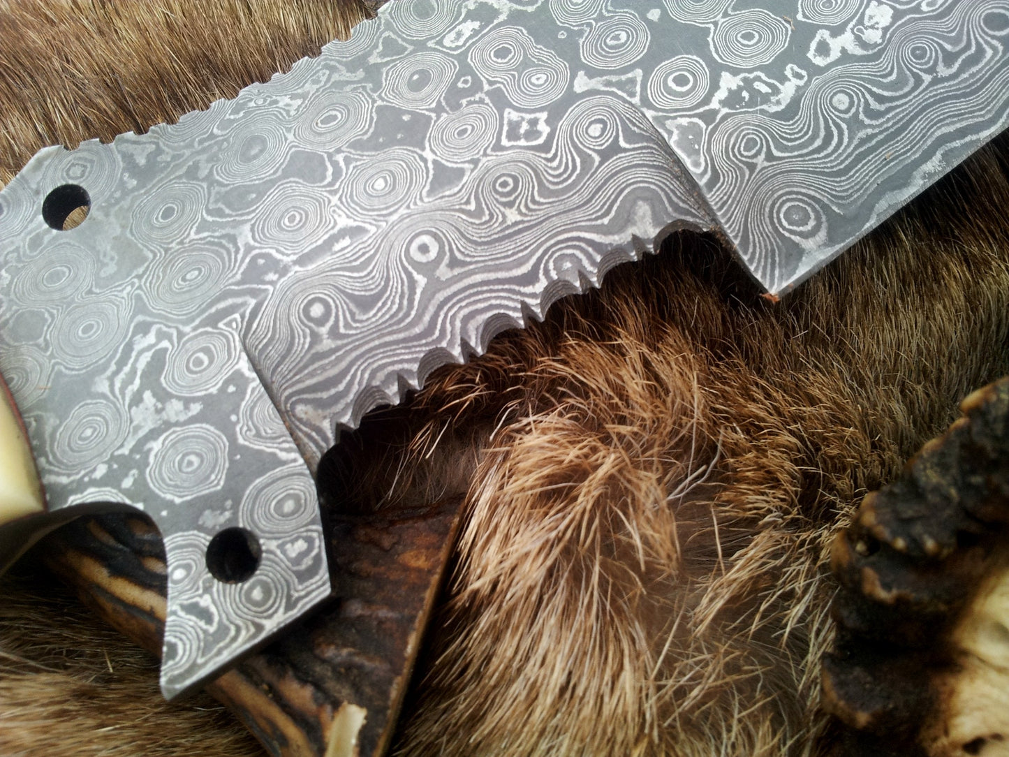 Premium Custom Damascus Tanto Tracker Knife with Camel Bone Handle & Leather Sheath – 12-Inch Full Tang Survival Tool by KBS Knives - Korvel